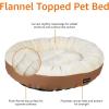 imageAmazon Basics Round Bolster Pet Bed for Dog or Cat with Flannel Top 200quot L x 200quot W x 80quot Th Brown and Ivory200L x 200W x 80Th Pack of 6
