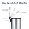 imageAmazon Basics Round Cylindrical Home Office Trash Can With SoftClose Foot Pedal 20 l 53 gallon Brushed Stainless SteelBrushed Stainless Steel
