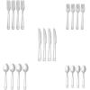 imageAmazon Basics Silverware 20Piece Stainless Steel Flatware Set Service for 4 Durable Silver Finish Bistro20Piece