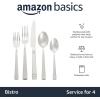imageAmazon Basics Silverware 20Piece Stainless Steel Flatware Set Service for 4 Durable Silver Finish Bistro20Piece