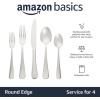 imageAmazon Basics Silverware Set Stainless Steel Flatware Dishwasher Safe Service for 4 20Piece Forks and Spoons Round Edge20Piece