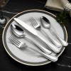 imageAmazon Basics Silverware Set Stainless Steel Flatware Dishwasher Safe Service for 4 20Piece Forks and Spoons Round Edge20Piece