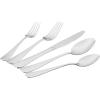imageAmazon Basics Silverware Set Stainless Steel Flatware Dishwasher Safe Service for 4 20Piece Forks and Spoons Round Edge20Piece