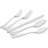 imageAmazon Basics Silverware Set Stainless Steel Flatware Dishwasher Safe Service for 4 20Piece Forks and Spoons Round Edge20Piece