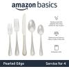 imageAmazon Basics Silverware Set Stainless Steel Flatware Dishwasher Safe Service for 4 20Piece Forks and Spoons Round Edge20Piece