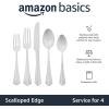 imageAmazon Basics Silverware Set Stainless Steel Flatware Dishwasher Safe Service for 4 20Piece Forks and Spoons Round Edge20Piece