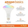 imageAmazon Basics Smart BR30 LED Light Bulb Color Changing 9W 60W Equivalent 800LM Works with Alexa Only 24 GHz WiFi No Hub Required 4 Pack4 Pack