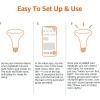 imageAmazon Basics Smart BR30 LED Light Bulb Dimmable Soft White 2700K 9W 60W Equivalent 800LM Works with Alexa Only 24 GHz WiFi No Hub Required 4 Pack1 Pack