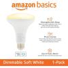 imageAmazon Basics Smart BR30 LED Light Bulb Dimmable Soft White 2700K 9W 60W Equivalent 800LM Works with Alexa Only 24 GHz WiFi No Hub Required 4 Pack1 Pack