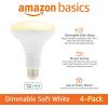imageAmazon Basics Smart BR30 LED Light Bulb Dimmable Soft White 2700K 9W 60W Equivalent 800LM Works with Alexa Only 24 GHz WiFi No Hub Required 4 Pack4 Pack
