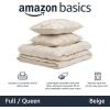 imageAmazon Basics Soft Lightweight Queen Size Comforter Sets AllSeason DownAlternative 3Piece Bedding Set Pinch Pleat Design FullQueen Size Bright WhiteBeige