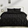 imageAmazon Basics Soft Lightweight Queen Size Comforter Sets AllSeason DownAlternative 3Piece Bedding Set Pinch Pleat Design FullQueen Size Bright WhiteBlack