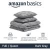 imageAmazon Basics Soft Lightweight Queen Size Comforter Sets AllSeason DownAlternative 3Piece Bedding Set Pinch Pleat Design FullQueen Size Bright WhiteDark Grey