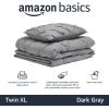 imageAmazon Basics Soft Lightweight Queen Size Comforter Sets AllSeason DownAlternative 3Piece Bedding Set Pinch Pleat Design FullQueen Size Bright WhiteDark Grey