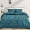 imageAmazon Basics Soft Lightweight Queen Size Comforter Sets AllSeason DownAlternative 3Piece Bedding Set Pinch Pleat Design FullQueen Size Bright WhiteDark Teal