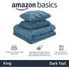 imageAmazon Basics Soft Lightweight Queen Size Comforter Sets AllSeason DownAlternative 3Piece Bedding Set Pinch Pleat Design FullQueen Size Bright WhiteDark Teal
