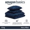 imageAmazon Basics Soft Lightweight Queen Size Comforter Sets AllSeason DownAlternative 3Piece Bedding Set Pinch Pleat Design FullQueen Size Bright WhiteNavy Blue
