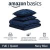 imageAmazon Basics Soft Lightweight Queen Size Comforter Sets AllSeason DownAlternative 3Piece Bedding Set Pinch Pleat Design FullQueen Size Bright WhiteNavy Blue