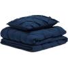 imageAmazon Basics Soft Lightweight Queen Size Comforter Sets AllSeason DownAlternative 3Piece Bedding Set Pinch Pleat Design FullQueen Size Bright WhiteNavy Blue