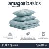 imageAmazon Basics Soft Lightweight Queen Size Comforter Sets AllSeason DownAlternative 3Piece Bedding Set Pinch Pleat Design FullQueen Size Bright WhiteSpa Blue