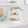 imageAmazon Basics Stackable Metal Kitchen Storage Shelves for Dishes 125quot L x 8quot D x 45quot H Set of 2 White125 L x 8 D x 45 H