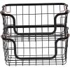 imageAmazon Basics Stackable Metal Wire Rectangular Storage Basket Set For Kitchen or Bathroom 2 Count Black