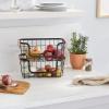 imageAmazon Basics Stackable Metal Wire Rectangular Storage Basket Set For Kitchen or Bathroom 2 Count Black
