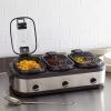 imageAmazon Basics Stainless Steel 3 x 25 Quarts Triple Slow Cooker Brushed Stainless Steel Previously AmazonCommercial brand