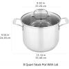 imageAmazon Basics Stainless Steel Stock Pot with Lid 8 Quart Even Heating Easy to Clean Silver