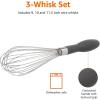 imageAmazon Basics Stainless Steel Wire Whisk Set for Cooking Dishwasher Safe 3 Piece BlackSilver
