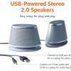 imageAmazon Basics Stereo 20 Speakers for PC or Laptop 35mm Aux input USBPowered 1 Pair BlackSilver