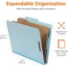 imageAmazon Basics Sturdy 10Pack Letter Size Pressboard Classification File Folders with Fasteners Dividers 2 Expansion 1197 x 1055 inch GreenLight Blue