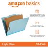 imageAmazon Basics Sturdy 10Pack Letter Size Pressboard Classification File Folders with Fasteners Dividers 2 Expansion 1197 x 1055 inch GreenLight Blue