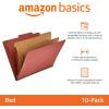 imageAmazon Basics Sturdy 10Pack Letter Size Pressboard Classification File Folders with Fasteners Dividers 2 Expansion 1197 x 1055 inch GreenRed