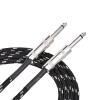 imageAmazon Basics TS 14 Inch Tweed Cloth Jacket Straight Instrument Cable for Electric GuitarBass and Keyboard 10 Foot Black ampamp Gray