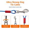 imageAmazon Basics TieOut Cable for Dogs up to 90 lbs 25 feet Set of 2 WhiteBlue