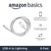 imageAmazon Basics USBA to Lightning Charger Cable Nylon Braided Cord MFi Certified Charger for Apple iPhone 14 13 12 11 X Xs Pro Pro Max Plus iPad 10000 Bend Lifespan 6 Foot SilverSilver