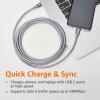 imageAmazon Basics USBC to USBC 20 Fast Charger Cable Nylon Braided Cord 480Mbps Speed USBIF Certified for Apple iPhone 1615 iPad Samsung Galaxy Tablets Laptops 10 Foot SilverDark Grey
