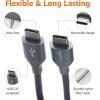 imageAmazon Basics USBC to USBC 20 Fast Charger Cable Nylon Braided Cord 480Mbps Speed USBIF Certified for Apple iPhone 1615 iPad Samsung Galaxy Tablets Laptops 10 Foot SilverDark Grey
