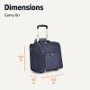 imageAmazon Basics Underseat Carry On Luggage with Wheels  14quot Rolling Travel Bag Navy Quilted