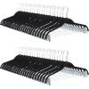 imageAmazon Basics Velvet NonSlip Skirt Clothes Hangers with Clips Organize Pants and Skirts BlackSilver Pack of 50BlackSilver