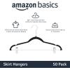 imageAmazon Basics Velvet NonSlip Skirt Clothes Hangers with Clips Organize Pants and Skirts BlackSilver Pack of 50BlackSilver