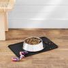 imageAmazon Basics Waterproof AntiSlip Silicone Cat ampamp Dog Food Mat Pet Mats with Raised Edges for Food and Water Bowl to Protect Floors 185 x 115 Inches Gray SolidBlack