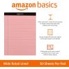 imageAmazon Basics Wide Ruled Lined Writing Note Pads 85 inch x 1175 inch White 12 Count 12 Pack of 50Multicolor