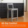 imageAmazon Basics Wooden Bar Stool with Backrest 24quot White Set of 2Grey