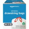 imageAmazon Basics 13 Gallon Tall Kitchen Drawstring Trash Bags Unscented 10 Post Consumer Recycled 120 Count1 Count Pack of 200