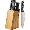 imageAmazon Basics 14Piece High Carbon Stainless Steel Kitchen Knife Set with Sharpener and Pinewood Block Black
