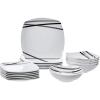 imageAmazon Basics 18 Piece Kitchen Dinnerware Set  Square Plates Bowls Service for 6  Modern BeamsModern Beams