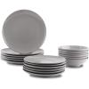 imageAmazon Basics 18 Pieces Dinnerware Sets Plates and Bowls Service for 6 Deep TealSmokey Grey