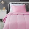 imageAmazon Basics 2 Piece Soft Microfiber Kids Comforter and Pillow Sham Set Twin Light Pink Solid